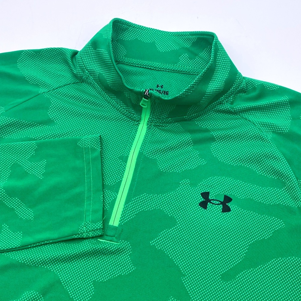 Under Armour Mens XL Green Camo Performance 1/4 Zip Pullover Long Sleeve Shirt